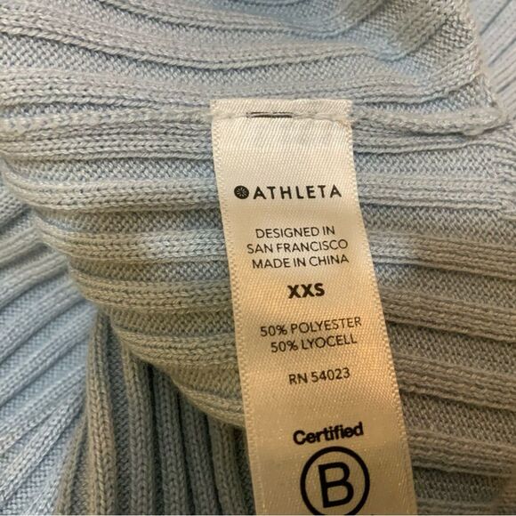 Athleta Glacial Blue Lincoln Park Ribbed Crew Neck Side Slit Sweater XXS - Picture 8 of 8